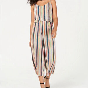 BeBop Striped Navy Pink Colorful Jumpsuit Size Small